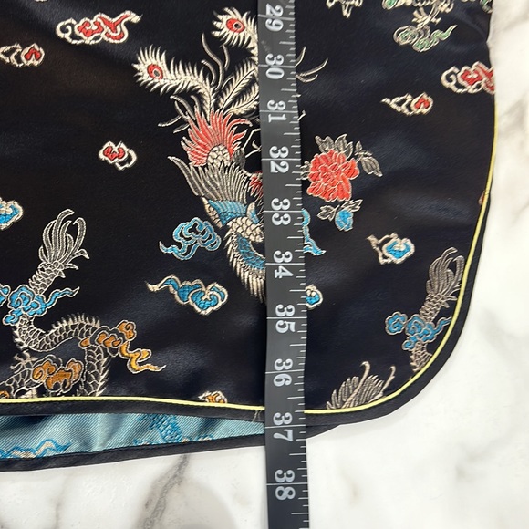 Yi Fang Dress Womens 36 Black Dragon Phoenix Chinese Traditional Short Sleeve - Picture 11 of 12
